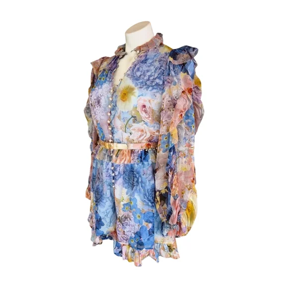 Zimmermann Rhythmic Ruffle Floral Playsuit Romper Size 0/US4 - Picture 9 of 17